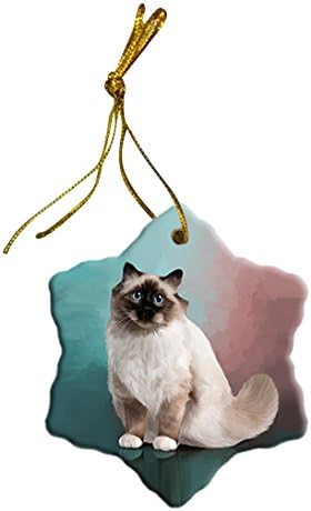 Doggie of the Day Birman Cat Christmas Snowflake Ceramic Ornament