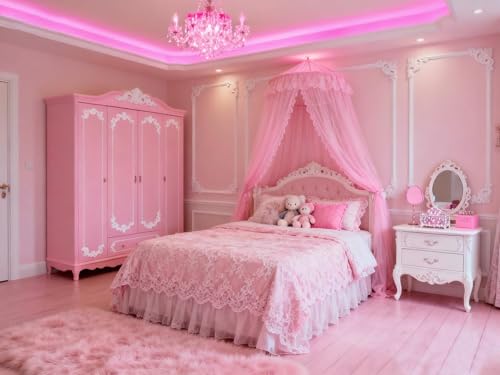 Image of Pink Led Lights Strip Valentines Galentines Day Decor Rope Lights Easy DIY Princess Bedroom Cuttable Strip Lights for Baby Room Bathroom Living Room Kitchen Ceiling Wall Vanity Mirror Decoration