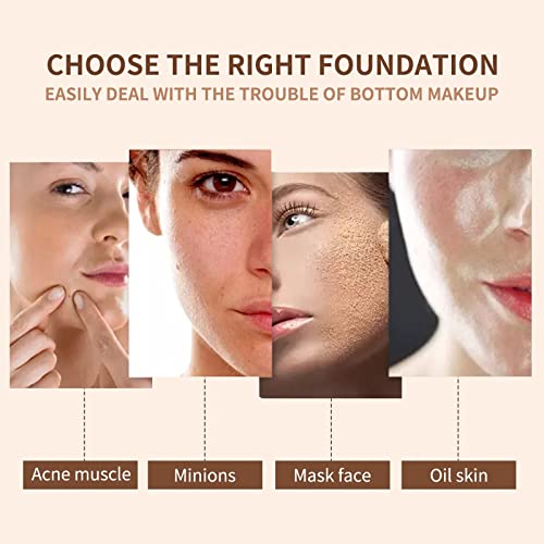 Foundation Set Liquid Foundation Moisturizing Oil Control Mixed Dry Oily Skin Nourishing Concealer Brightening Lasting Not Easy To Fade 30Ml Gel Crush Lip & Cheek (A, One Size) #TOP3