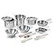Melissa & Doug Let's Play House! Deluxe Stainless Steel Pots & Pans Play Set - The Original Kids Toy, 15 Pieces, Great Gift for Girls and Boys - Best for 3, 4, 5, 6, 7 and 8 Year Olds
