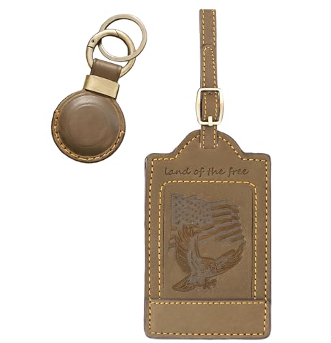 Étiquette de bagage en cuir véritable Sovereign-Gear porte-AirTag USA chic