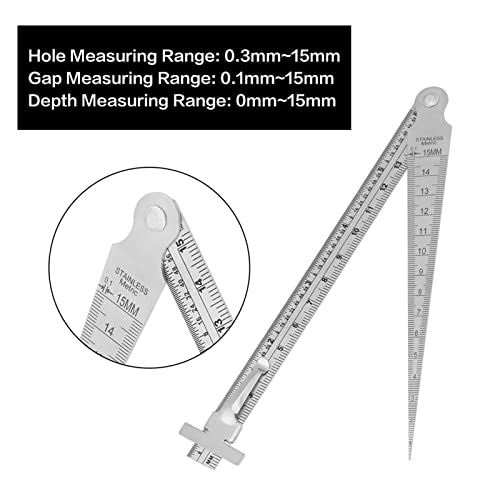 Calibrador Taper Gage de Acero Inoxidable para Soldadura, Medidor de Tamaño de Agujero Métrico/Pulgada, Rango de Medición 0 mm a 15 mm para Medir el Ancho de Hueco y Espesor miniatura 4