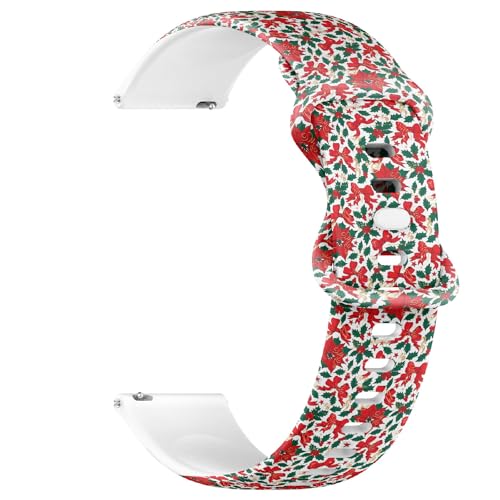 Compatible with Garmin Fenix 7/7 Pro, Fenix 6/6 Pro, Fenix 5/5 Plus, Epix (Gen2) / Epix Pro (Gen2), 22mm Sport Watch Band (Christmas Vintage Holly) Silicone Soft Strap Bracelet