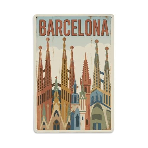 Plaque en métal architecturale vintage Pinnacles Espagne - Décoration murale pour café, club, bar, bureau, maison, jardin - 20,3 x 30,5 cm