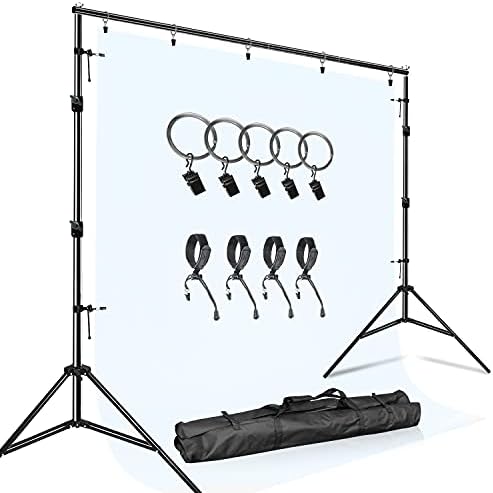 LimoStudio 10 ft. Wide Adjustable Backdrop Stands Kit, Photography Video Studio Background Support System Structure Frame with Photo Clips, Clamps, Sand Bag, Carry Bag, AGG2348