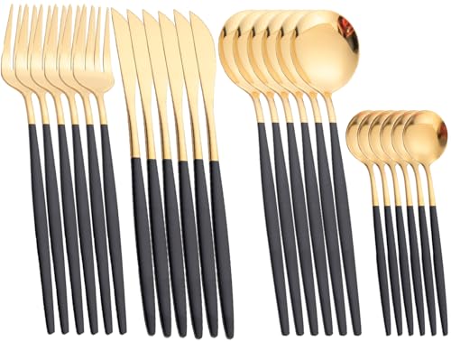 Conjunto de Talheres 24 Peças Aço Inoxidável – Acabamento Premium...