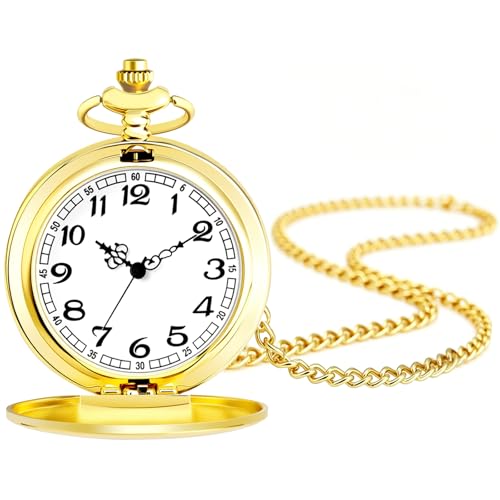 NEWITIN Vintage Pocket Watch Diameter Gold Watch with Chain Costume