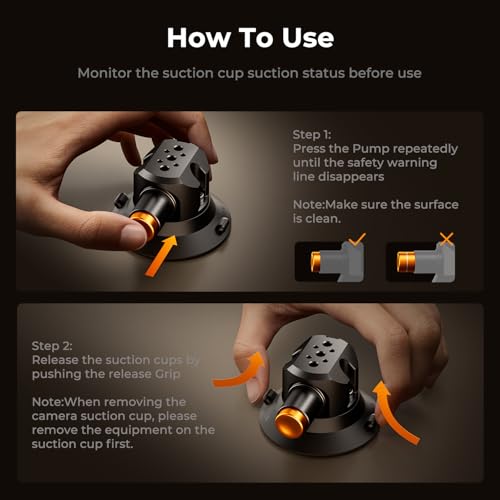 Image of K&F CONCEPT Triple Suction Cup Car Mount for Camera, Heavy Duty 3-in-1 Kit