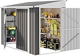 DWVO 8x4 FT Outdoor Weatherproof Storage Shed, Secure Metal Bike Shed w/Lockable Entry, Garden Storage Solution for Lawn Equipment, Tools, Waste Bin, Dark Gray