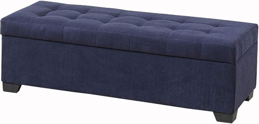 Pouf repose-pieds capitonné bleu pour soulager les jambes lourdes au salon