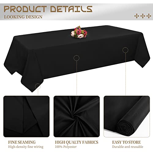 4 Pack Black Tablecloth 60 X 102 Inch, Rectangle Black Table Clothes For 6 Foot Table, Wrinkle Resistant Washable Polyester Table Cover Cloth For Wedding Dining Table Buffet Parties And Camping #TOP3