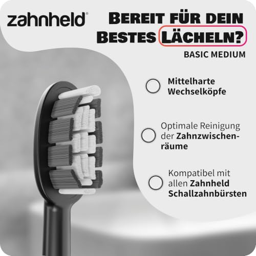 Zahnheld Bürstenkopf Basic Medium 3er-Set, Gero G2&G3, mittelhart, Schwarz – Ansicht 2