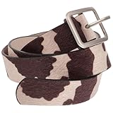 TEHAUX Cinturón Estampado Vaca Mujer Cinturón Animal Print Ajustable Para Uso Diario y Ocasiones Obsequios Estilo Western Hebilla Pu Duradero