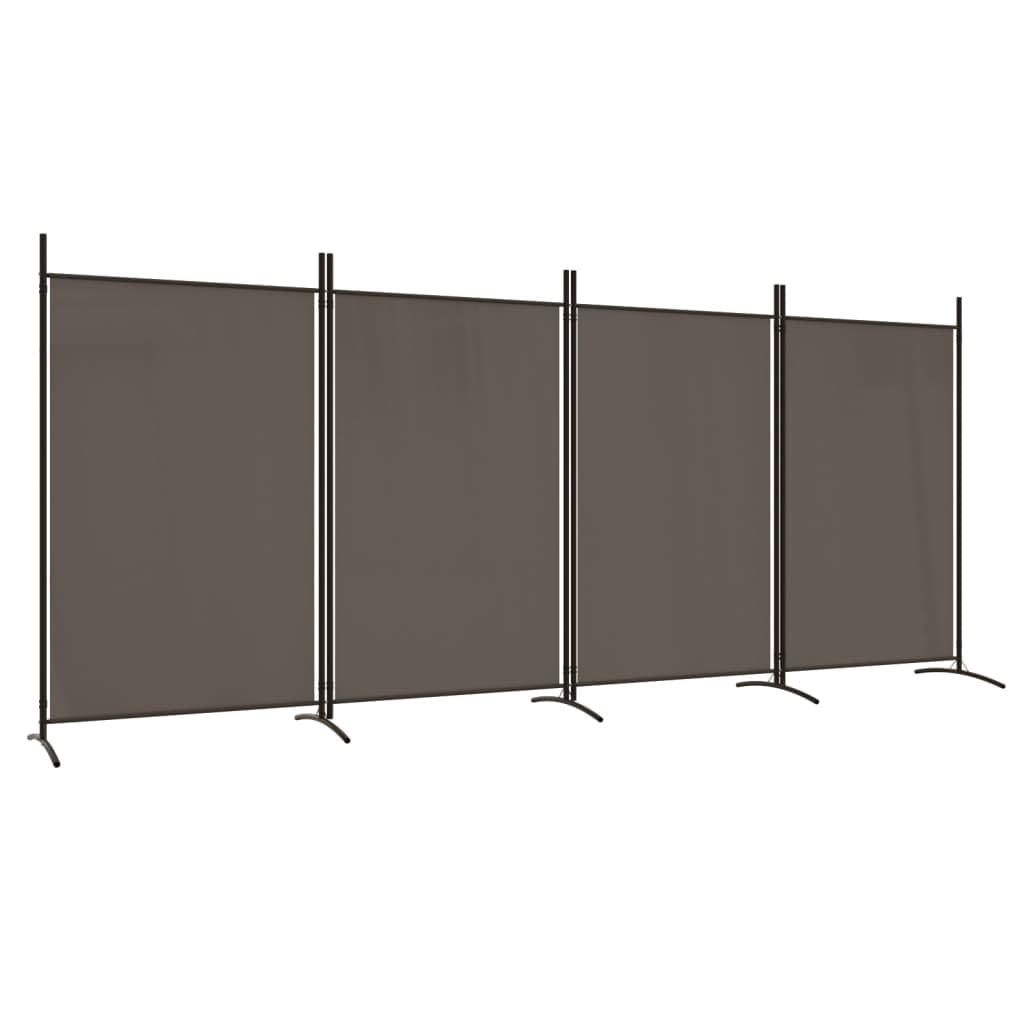 vidaXL 4-Panel Room Divider Anthracite - Versatile Fabric Screen for Privacy and Sunlight Blocking - Foldable and Easy-to-Store Partition