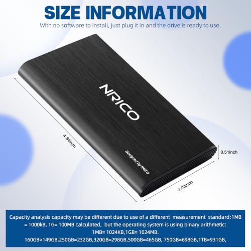 NRICO Ultra Slim 320GB Portable External Hard Drive USB3.0 HDD Storage Compatible for PC, Desktop, Laptop,Mac,PS4, Xbox one (Black, 320, GB) - 2