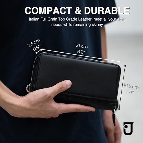 Jenoss Long Bifold Wallet For Men, Full Grain Leather With Hand, Minimalist Wallet for Men, Secure Leather Smart RFID Blocking Pocket Wallet , Slim Bifold Wallet, Long Wallet for Casual or Office4