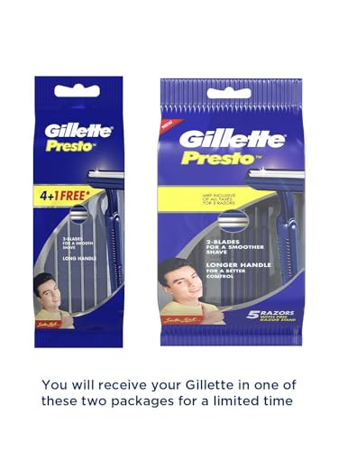Image of Gillette Presto Manual Shaving Razor(Pack of 5)