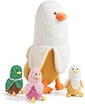 PEACH CAT Banana Duck Plush 1 Mommy 19.7" Banana Duck Stuffed Animal with 3 Cute Babies Inside, 4 Pieces Plushies Toy Set Gifts for Girls and Boys