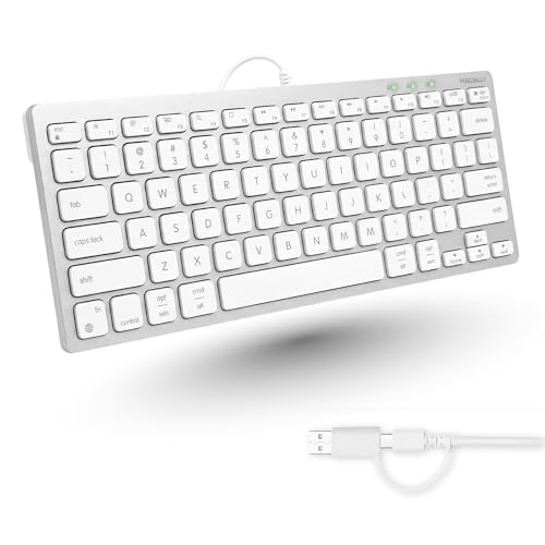 Image of Macally USB C Wired Keyboard for Mac (USB C + USB A) - Compatible Keyboard for MacBook Pro /Air, iMac & MacMini - Compact Mac Keyboard