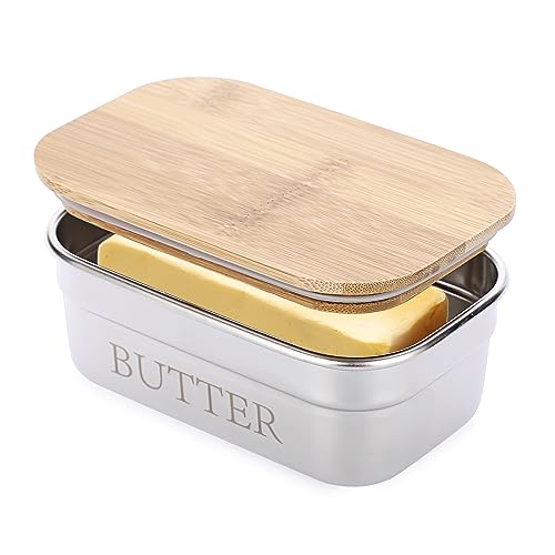 BSTKEY Stainless Steel Butter Dish With Lid for Countertop -