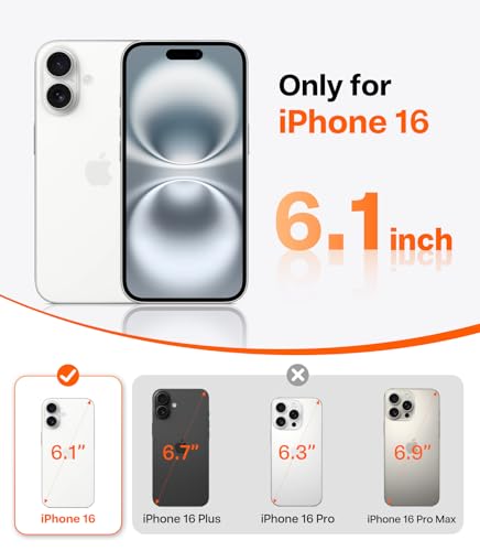 Image of TORRAS Strong Magnetic & Seamless Slim Case for iPhone 16, Military-Grade Drop Protection, Adjustable Kickstand, Clear