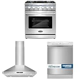 COSMO 3-Piece Kitchen Appliance Packages, 30" Gas Range, 30" Island Range Hood and 24" Dishwasher
