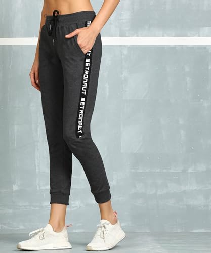 Image of Alan Jones Clothing Women's High Rise Solid Slim Fit Joggers Track Pant