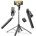KOSCHEAL Gimbal Stabilizer for Smartphone, Foldable&Portable Gimbal with Auto Face Tracking&Fill Light, Phone Stabilizer for Filming iPhone&Android, 360° Infinite Rotation, Extensible to 157 cm