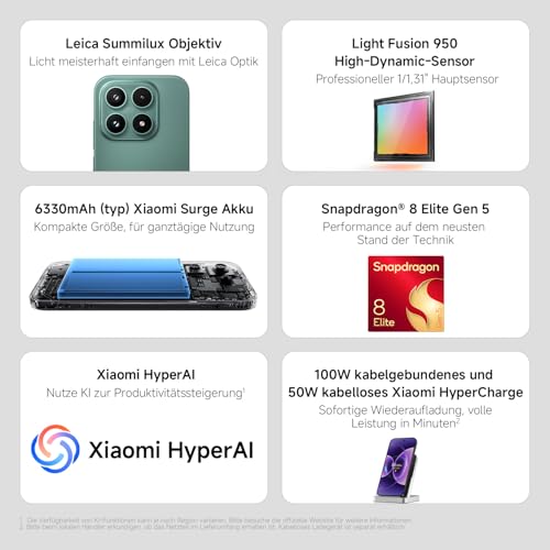 XIAOMI 17 Smartphone, 12GB RAM + 512GB Speicher, Leica Summilux Optik, Light Fusion 950 Bildsensor, 6330mAh Akku, HyperAI, Venture Grün, 3 Jahre Garantie – Bild 4