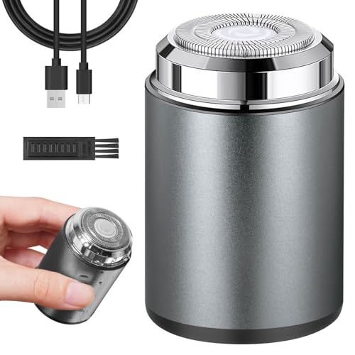 AOOWU Rasierer Herren Elektrisch, Mini-Elektrorasierer, Nass- und Trockenrasierer Tragbarer, Wasserdichter Multifunktionaler, Elektrischer Rasierer für Herren, Rasierer,Tiefenreinigung Shaver Men Grau