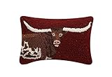 Peking Handicraft 30TG629C12OB Poly Filled Hook Throw Pillow, 12-inch Length, Wool and Cotton (Longhorn)