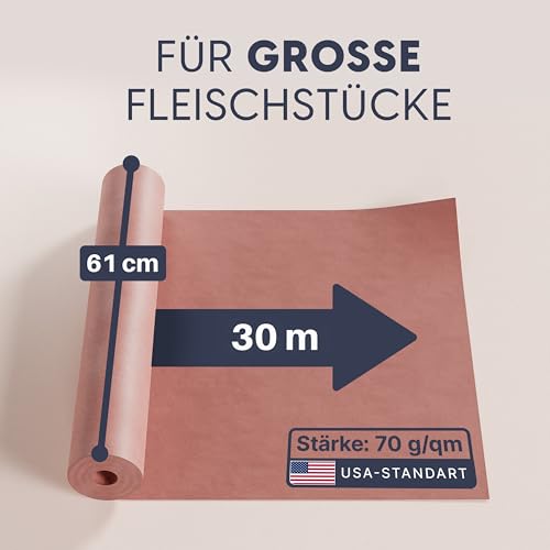 HOLY SMOKE® USA Butcher Paper 60 cm x 30 m - Metzgerpapier zum Grillen für saftiges Fleisch durch Low & Slow BBQ - Made in USA