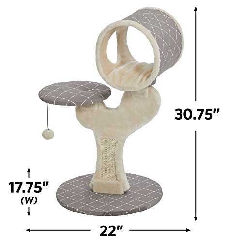 Midwest Homes For Pets Cat Tree | Salvador Cat Tree W/Built-In Sisal Cat Scratching Pad & Cat Look-Out Lounge, Mushroom/Diamond Pattern, Small Cat Tree #TOP5