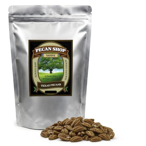 Image of Pecan Shop Raw Unpasteurized Shelled Texas Native Pecans, Wild-Harvested and Tested Pesticide-Free Pecan Halves in Oxygen-Barrier Bag for Peak Freshness - 12 Oz