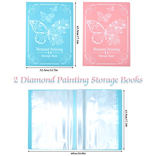 Zynery 2 Pack A3 Diamond Painting Storage Book, 60 Pages Art Portfolio Diamond Art Storage Large Art Folder - Suitable For 12X16 Inch Diamond Painting (Pink + Blue) #TOP1