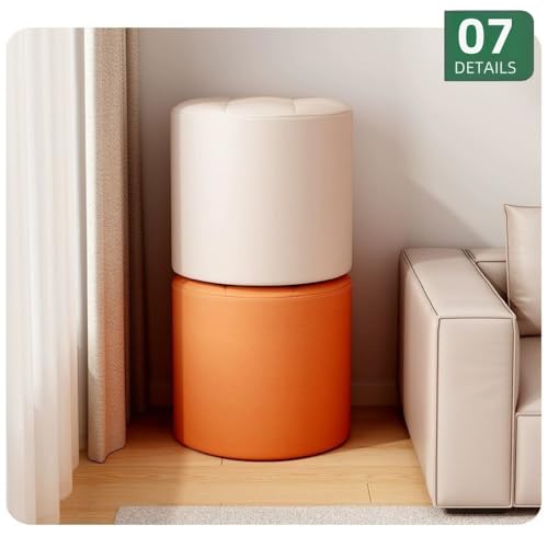 ShineLuxeフットスツール 丸型 32*40*40CM ドレッサー 化粧椅子 ドレッサー丸椅子 高弾性スポンジを充填 おしゃれ 北欧 かわいい 木製ベース PUレザーパッド入りシート ラウンド リビング 玄関 寝室適用 (グレー,40CM)
