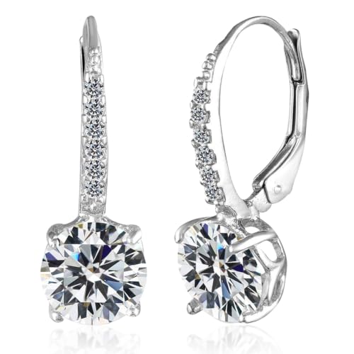 Image of TRUESILVER ACPL 925 Sterling Silver Cubic Zirconia Earrings for Women & Girls | BIS Hallmarked Drop Dangle Leverback Style | Elegant Jewelry Gift for Women