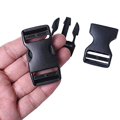 J.CARP 4 Pack 1\" Wide Quick Side Release Buckles, Dual Adjustable No Sewing Slide Clips Snaps, Heavy Duty Plastic Replacement for Nylon Strap Backpack Nylon Webbing Belt Fanny Pack Pet Dog Collars