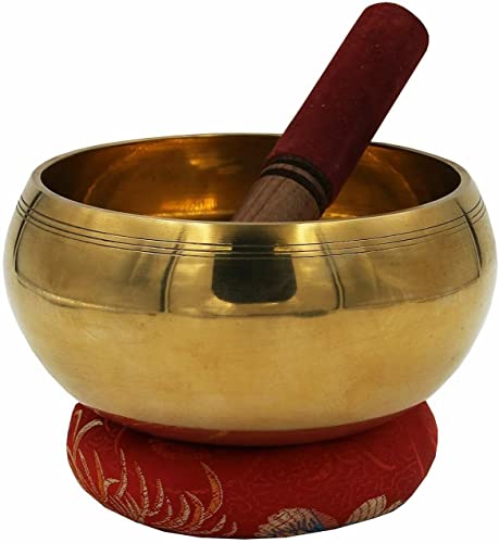 TreegoArt Campana Tibetana Extra Large Per Meditazione, Diametro 15,2 Cm, Oro