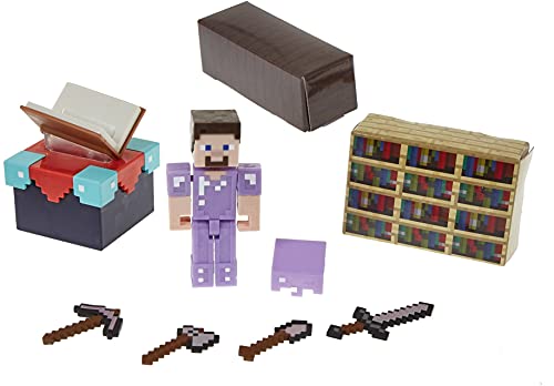 Minecraft GYB62 - Zauberraum-Spielset mit ca. 8 cm großer Steve-Figur und Zubehör,Spielzeug ab 6 Jahren – Bild 6