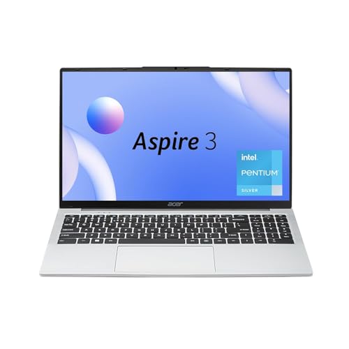 Image of acer Aspire 3, Intel Celeron N4500, 12GB LPDDR4 RAM, 512GB SSD, Intel UHD Graphics, 15.6 inch /39.62cm HD, Windows 11 Home,Office Home & Student 2024, Pure Silver, 1.5KG, A325-45, Thin and Light Laptop