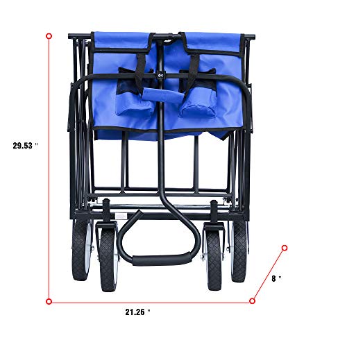 Carretilla plegable para camping y jardín, carrito utilitario resistente de hasta 150 libras, azul miniatura 7