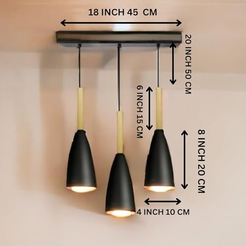 Image of GreyWings 3 Light Linear Hanging Glass Shape Shade Light, Black,(Bulb not Included.) 3 Light Linear Set