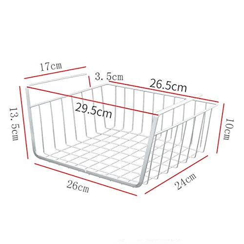 Image of Wolpin Shelf Basket Multifunctional Storage Basket Kitchen Bathroom Storage Rack Under Cabinet Storage Organizer Basket Wire Rack Powder Coated Iron (White, Pack of 1, Hanging Shelves)