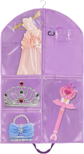 Dance Garment Bags, 40 inch Kids Costume Garment Bag with 5 Zipper Pockets, Clear children's Dance Dress Costume Cover Bag, Waterproof Foldable Travel Storage Bag for Dancers, Kids, Women