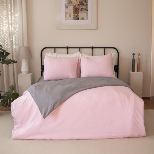 Tek Kişilik Nevresim Seti (Gri Pembe)
