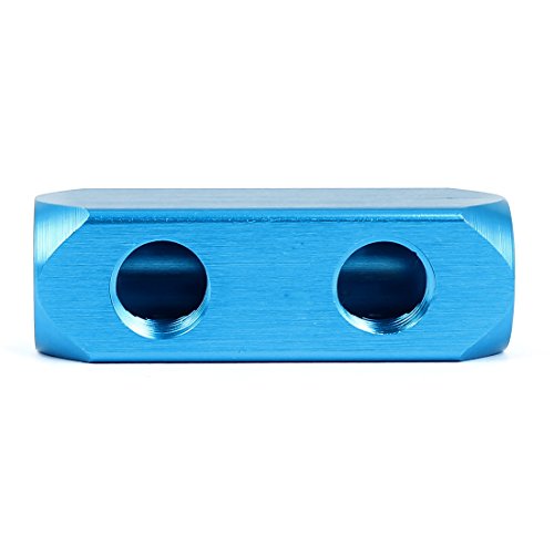 Sourcingmap Air Compressor 1/4BSP 2 Ways Hose Tube Inline Manifold Block Splitter, Blue - Image 2