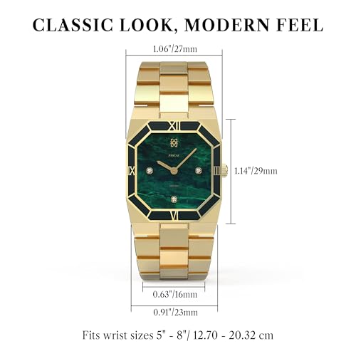 PASCAL Octagonal Enamel Diamond Watch for Men, Modern Vintage Octagonal Men's Quartz Luxury Gold Dress Watch, Sapphire Crystal, Roman Bezel4