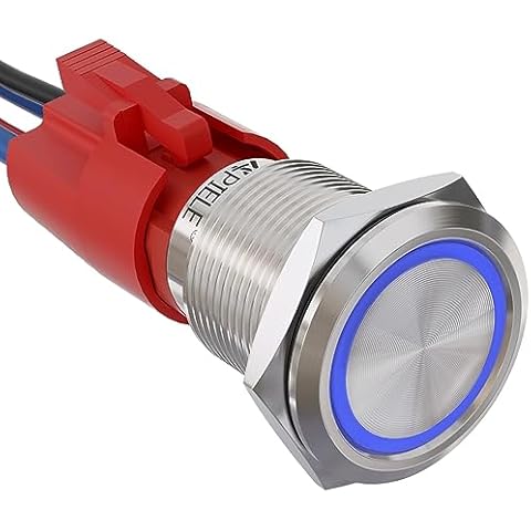 APIELE 10A 19mm Latching Push Button Switch with LED Cover