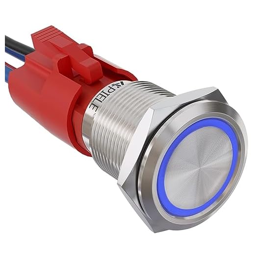 APIELE 10 Amp 19mm Latching Push Button Switch 12V SPST LED Waterproof Stainless Steel Round Self-Locking 1NO (19mm, Blue)